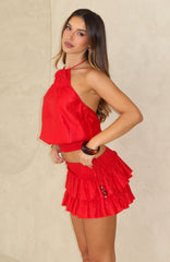 Flirt And Frill Mini Skirt Ruby