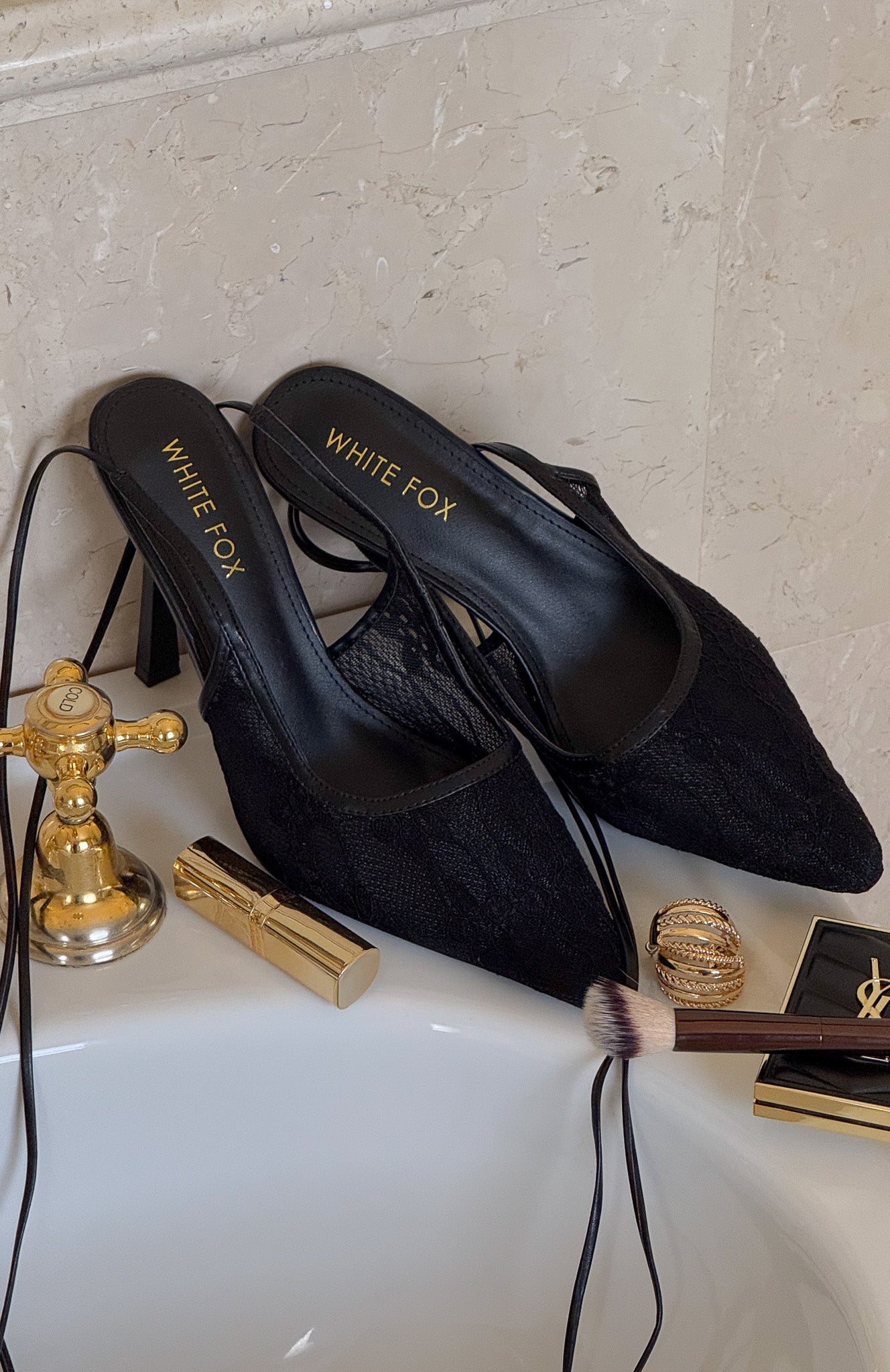 Sonnet Wrap Heels Black Lace