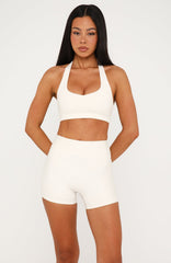 Keep Moving High Waisted Shorts Cream