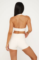 Keep Moving High Waisted Shorts Cream