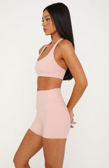 Keep Up High Waisted Shorts 4 Dusty Pink