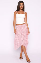 Static Soul Midi Skirt Pink Polka Dot