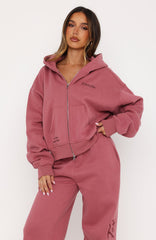 Studio 17 Willa Boxy Zip Front Hoodie Dusty Plum