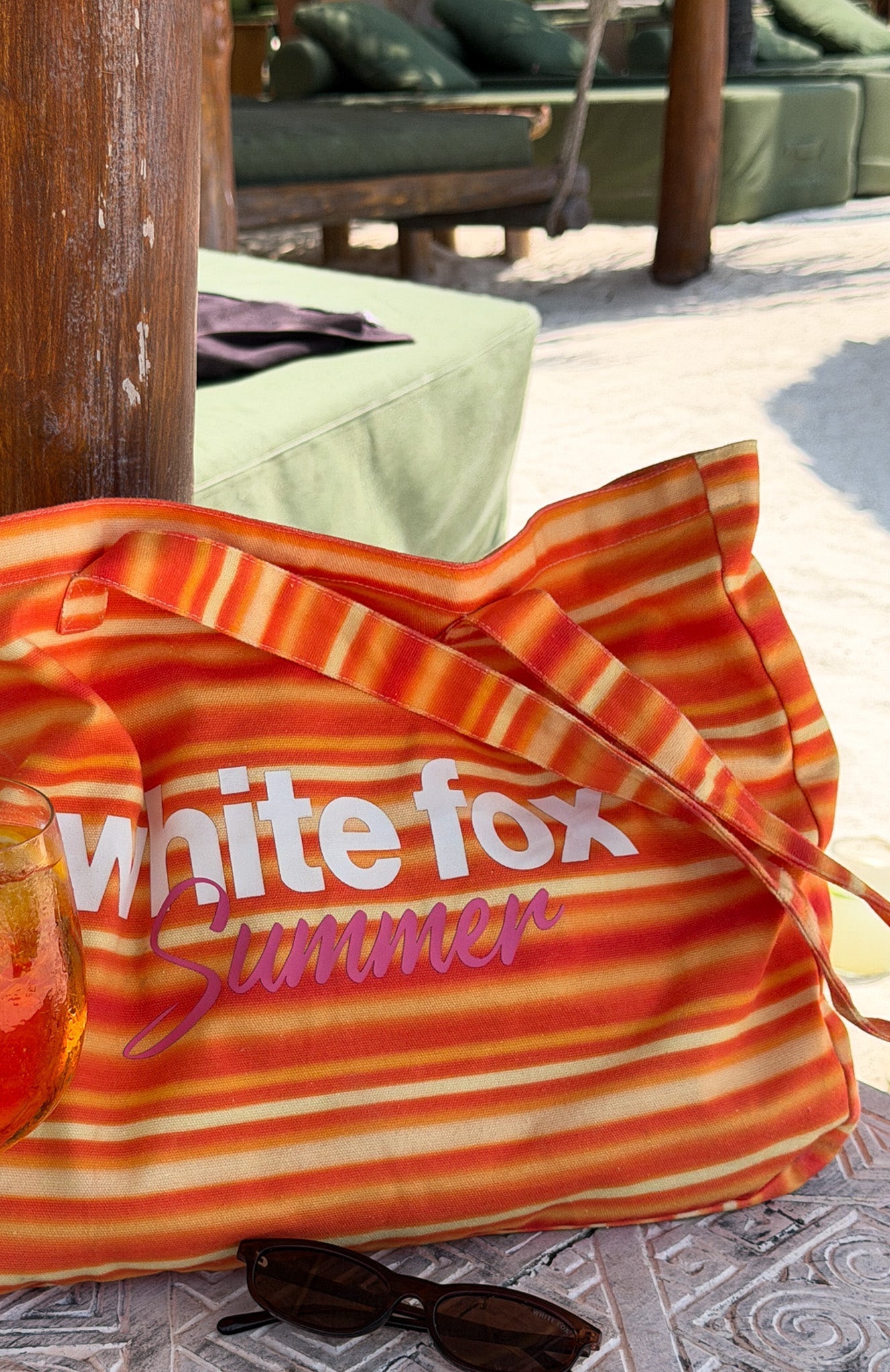 Sunny Sunset Tote Bag Sun Stripe Orange