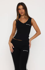 Sweet Enough V Neck Top Black