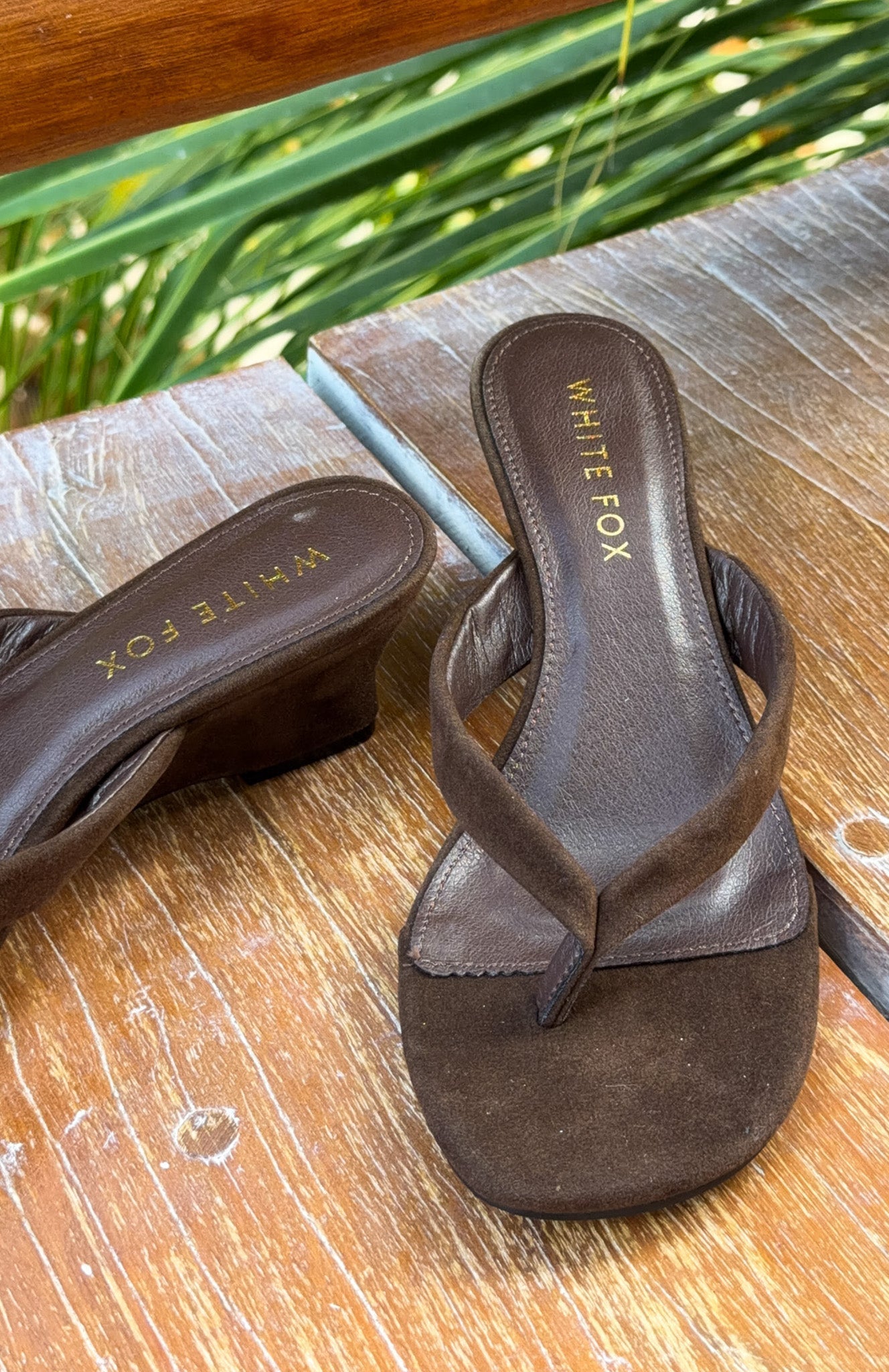 Taya Wedge Chocolate Faux Suede