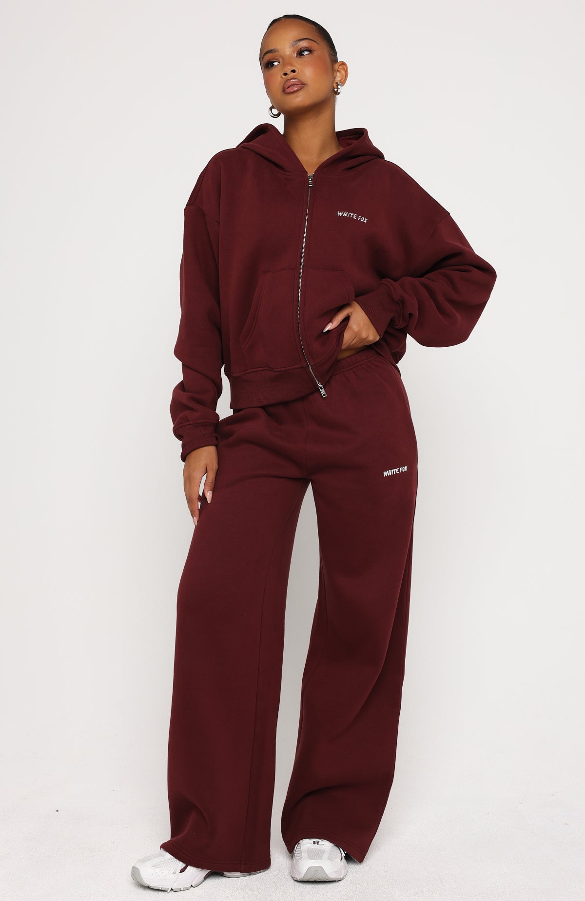 Test Drive Boxy Zip Front Hoodie Dark Cherry