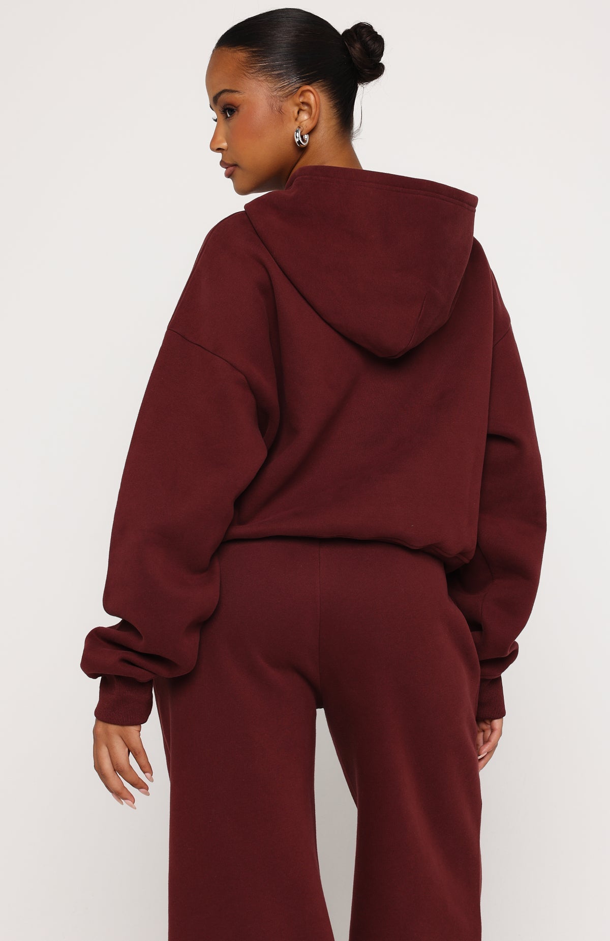 Test Drive Boxy Zip Front Hoodie Dark Cherry