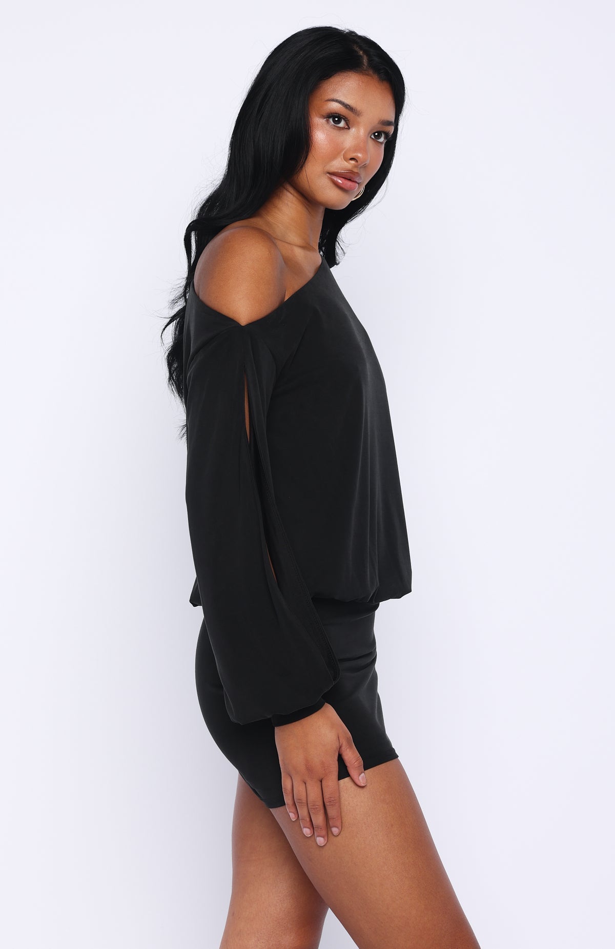 The Duchess Long Sleeve Mini Dress Black