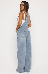 This Isn't Working Denim Overall Jumpsuit Vintage Ice Blue