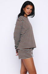 Touchdown Relaxed Shorts Chocolate/Blue Stripe