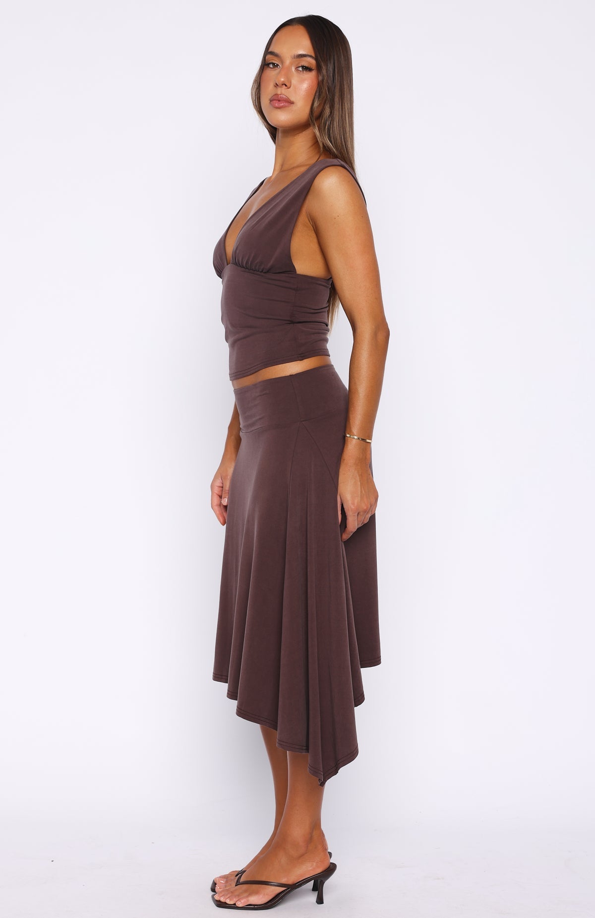 Tropic Drift Midi Skirt Chocolate