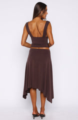 Tropic Drift Midi Skirt Chocolate