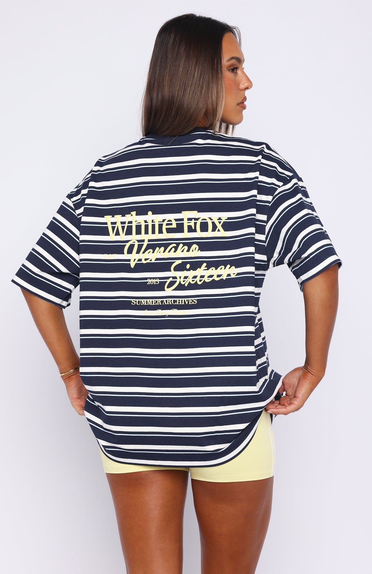 Verano Sixteen Viola Oversized Tee Navy Stripe