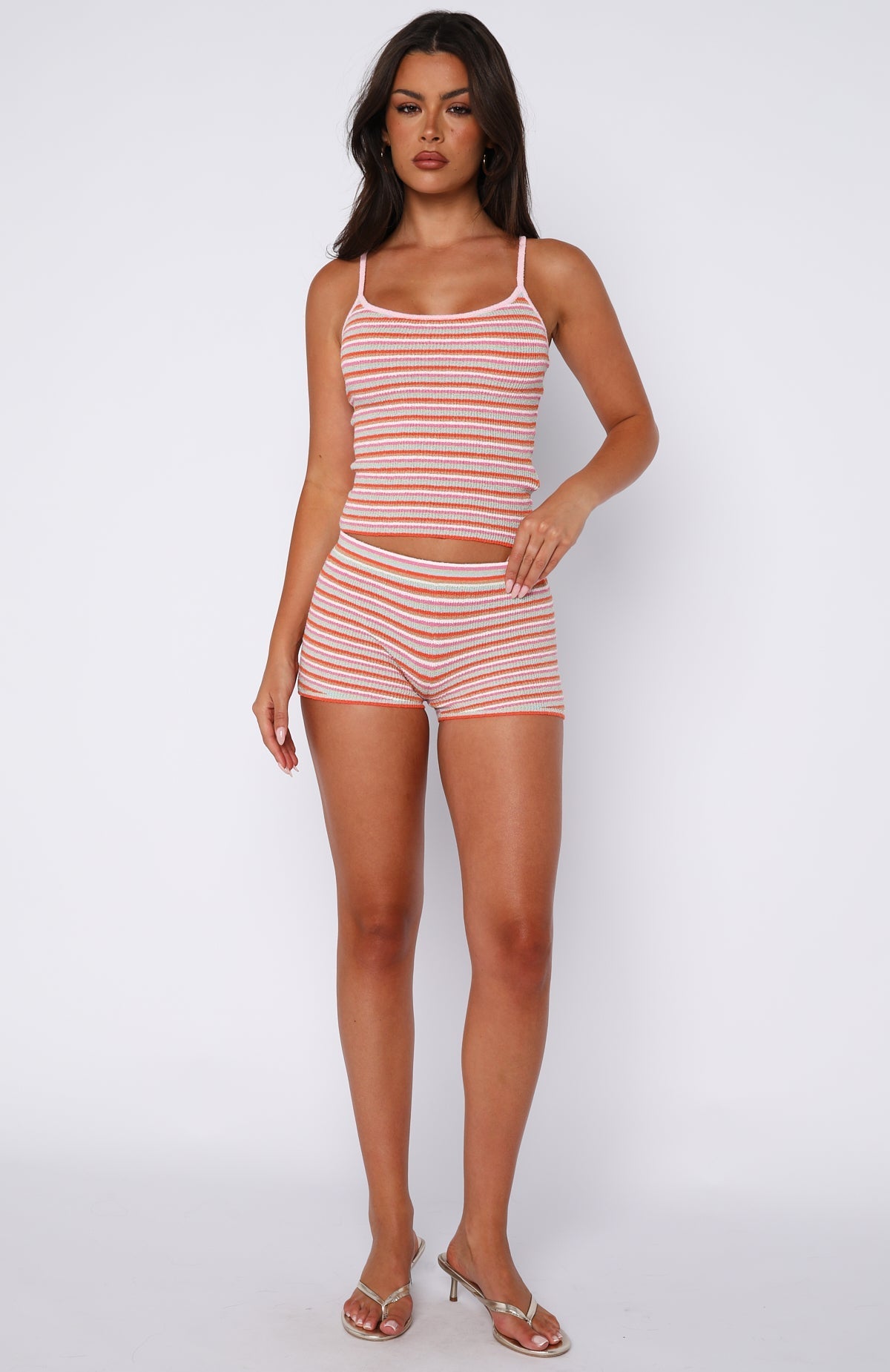 Volume Maxed Knit Top Cotton Candy Stripe