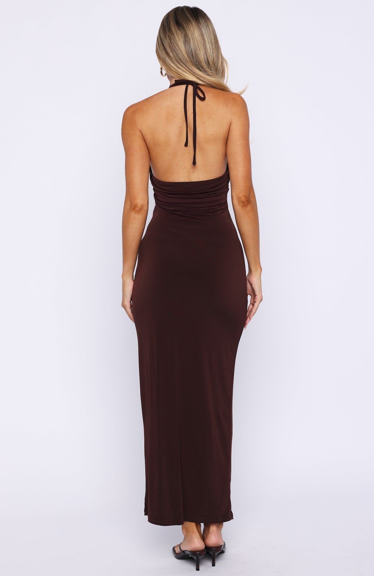We All Want More Halter Neck Maxi Dress Chocolate