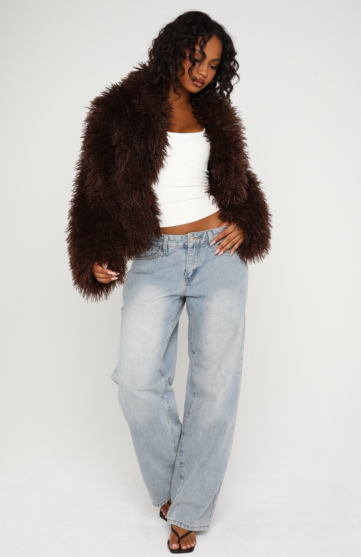 Weekend Away Faux Fur Jacket Chocolate