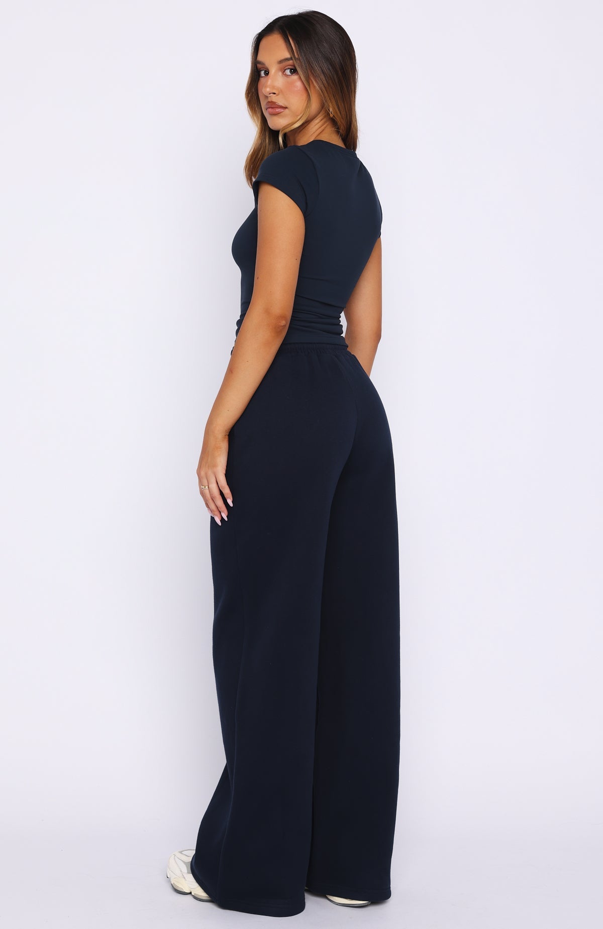 Wishing For It Wide Leg Sweatpants Navy