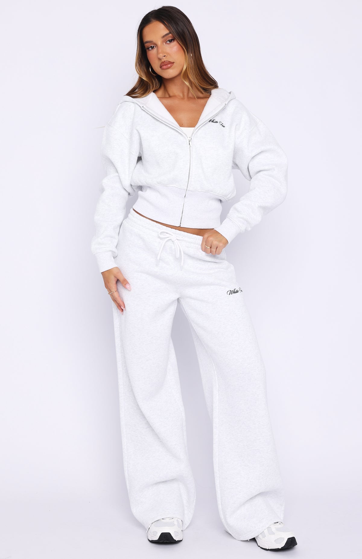 Wishing For It Wide Leg Sweatpants Grey Marle