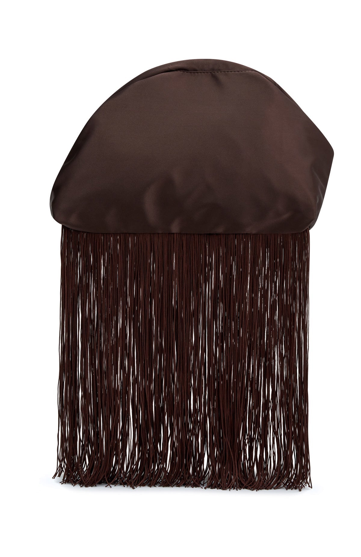 Xena Fringe Clutch Bag Dark Chocolate Satin