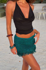 Celestial Curve Halter Top Black