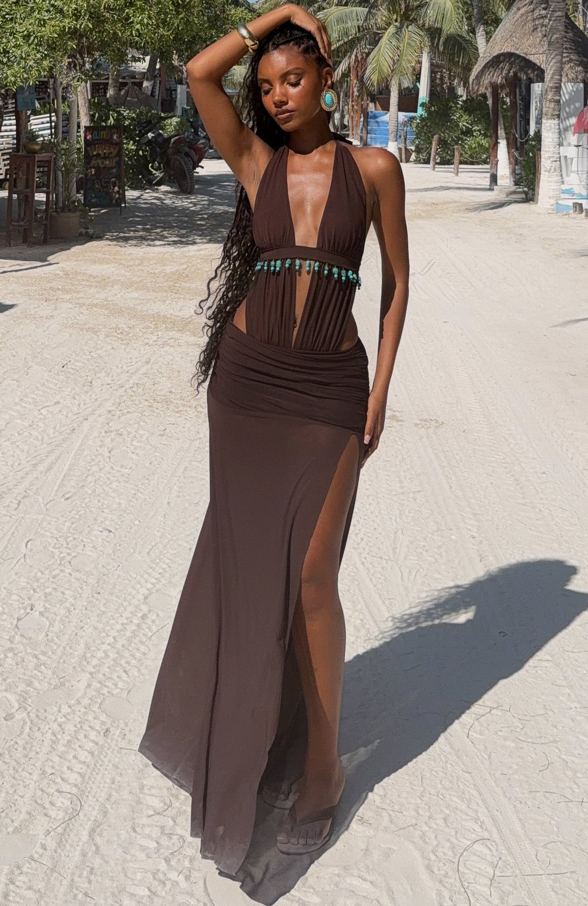 Jungle Glow Maxi Dress Chocolate